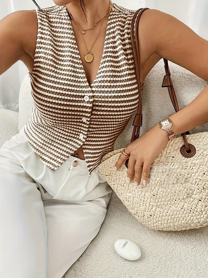 Blusa tipo Chaleco de Rayas