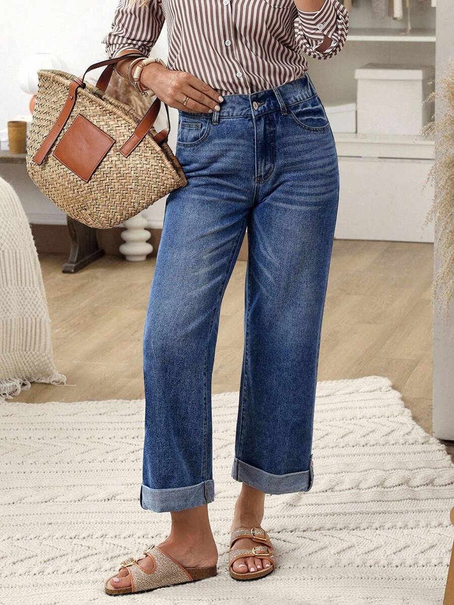 Jeans rectos y sueltos de uso casual