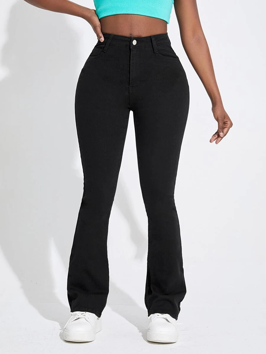 Jeans de pierna amplia con bolsillo oblicuo