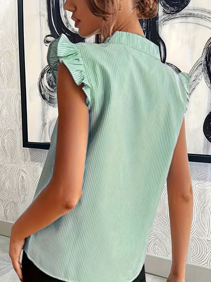Blusa a Rayas Blanco y Verde