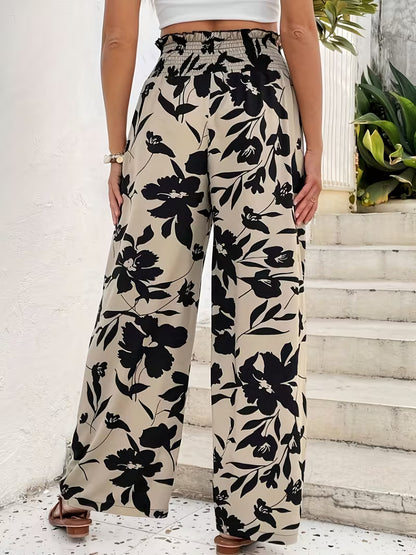 Pantalones de Cintura Alta Estampado Floral