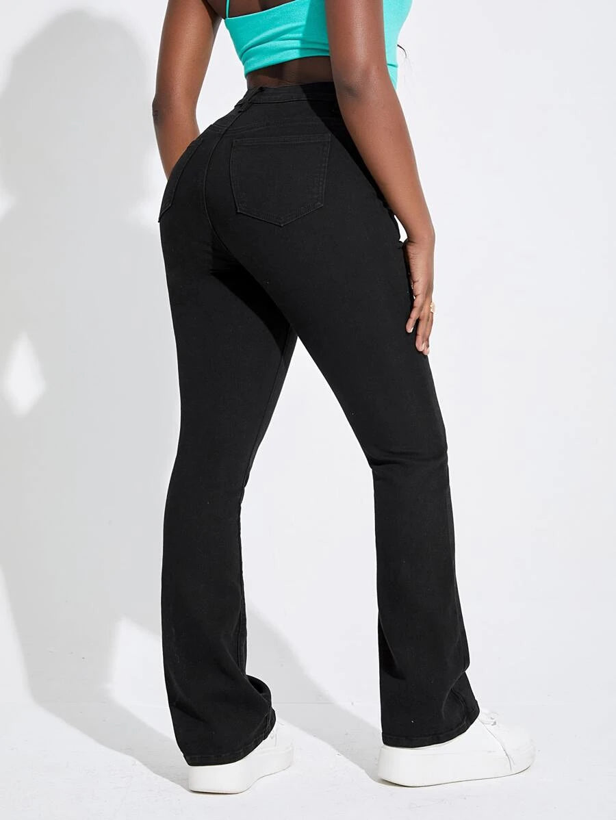 Jeans de pierna amplia con bolsillo oblicuo
