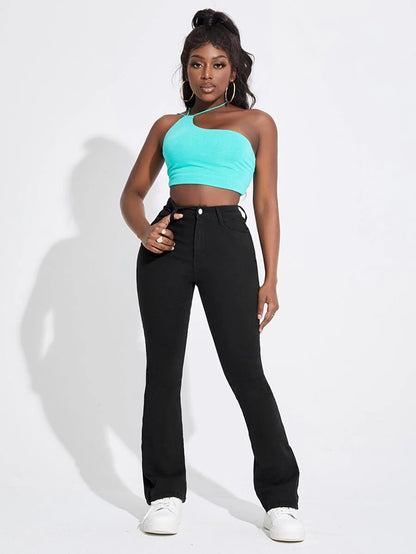 Jeans de pierna amplia con bolsillo oblicuo