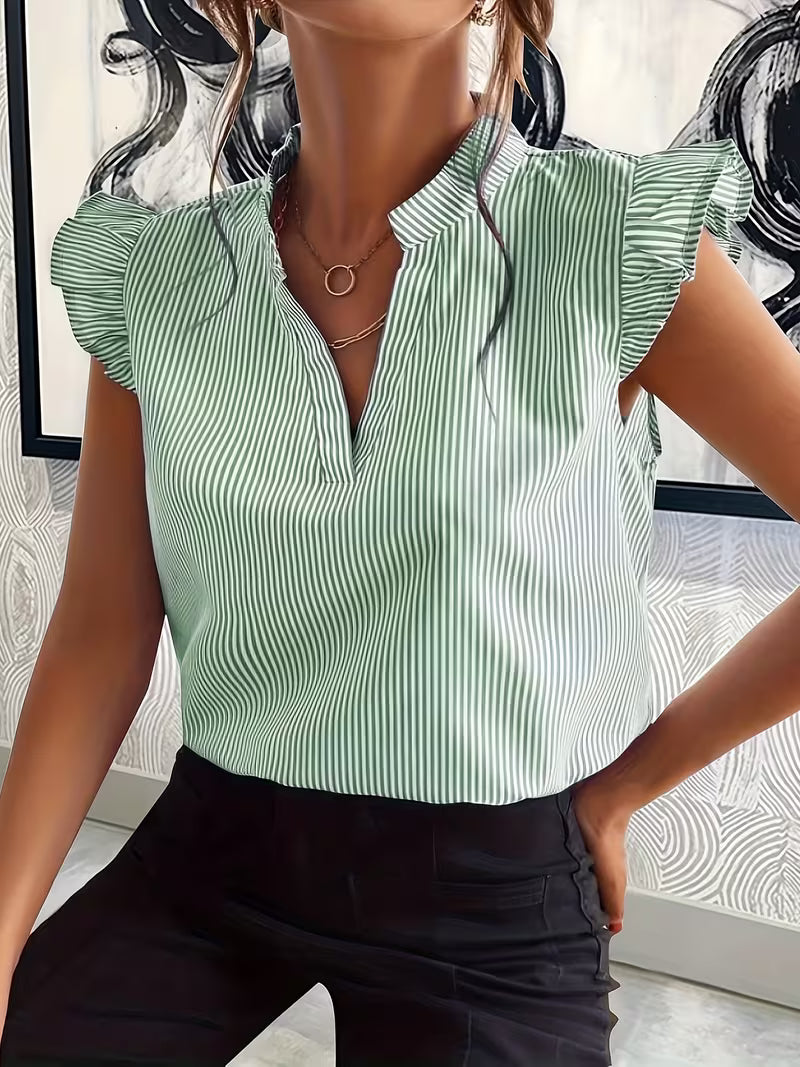 Blusa a Rayas Blanco y Verde