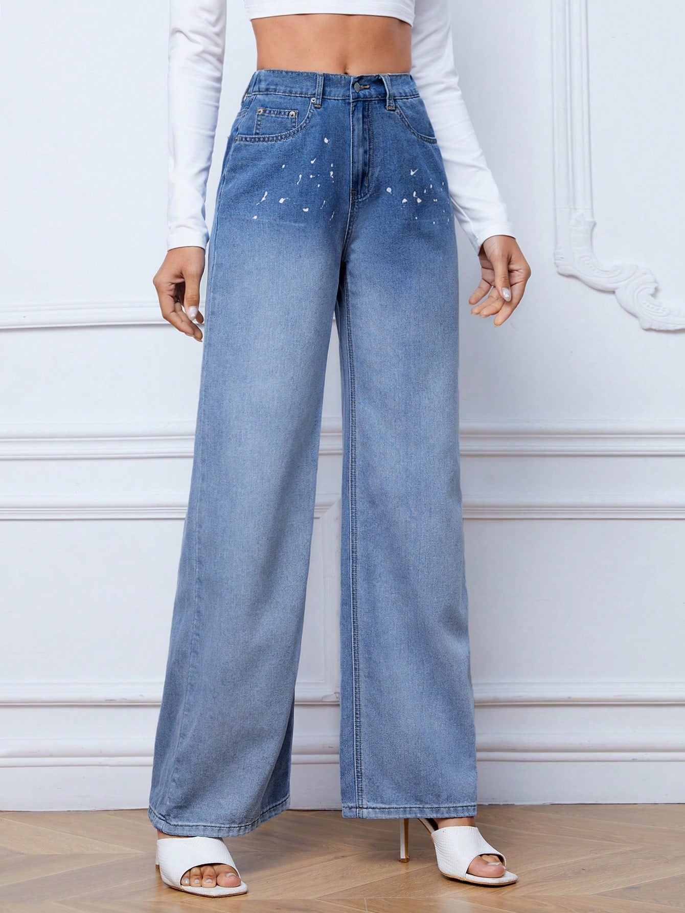 Jeans de talle alto de pierna ancha