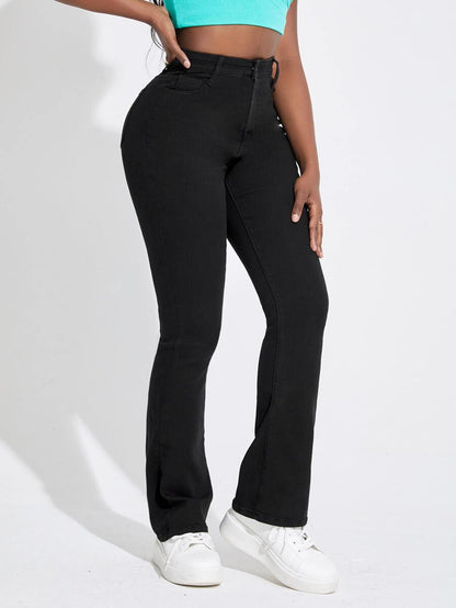 Jeans de pierna amplia con bolsillo oblicuo