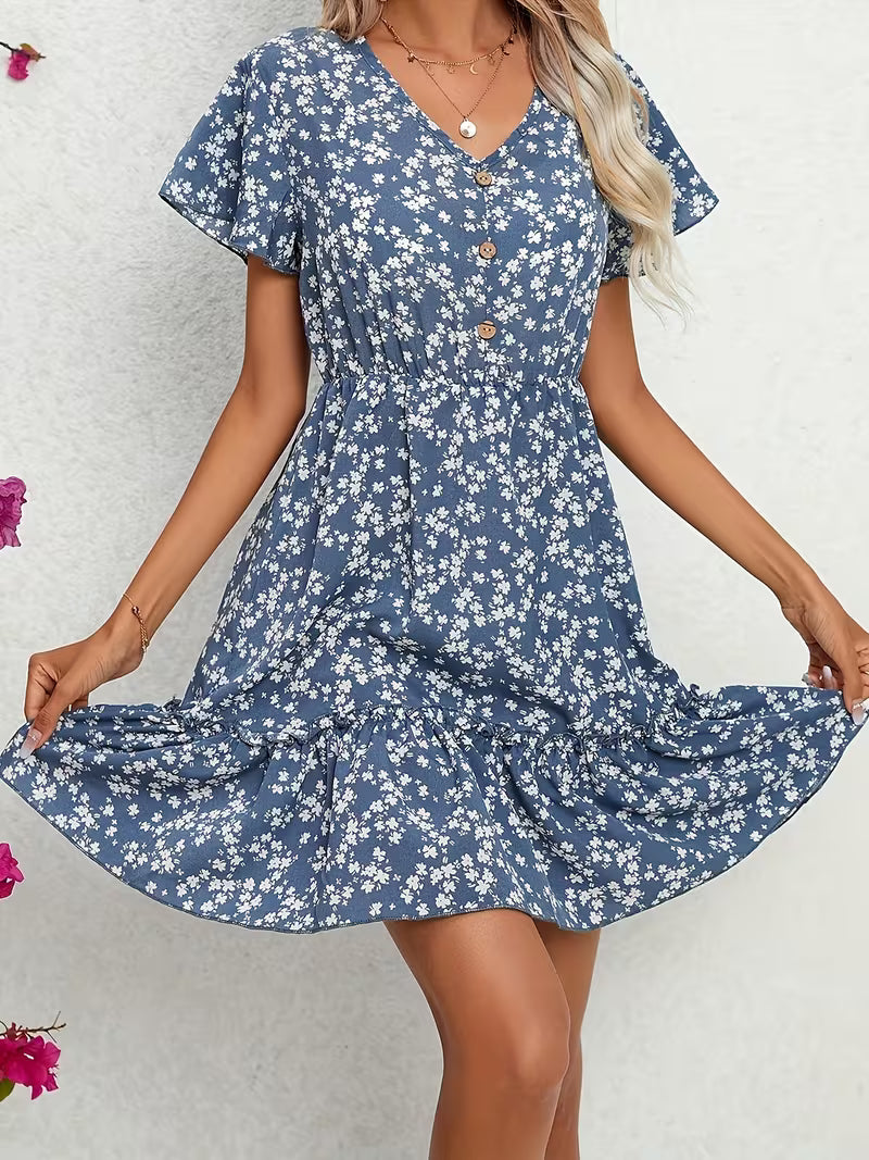 Vestido Floral Celeste