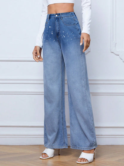 Jeans de talle alto de pierna ancha