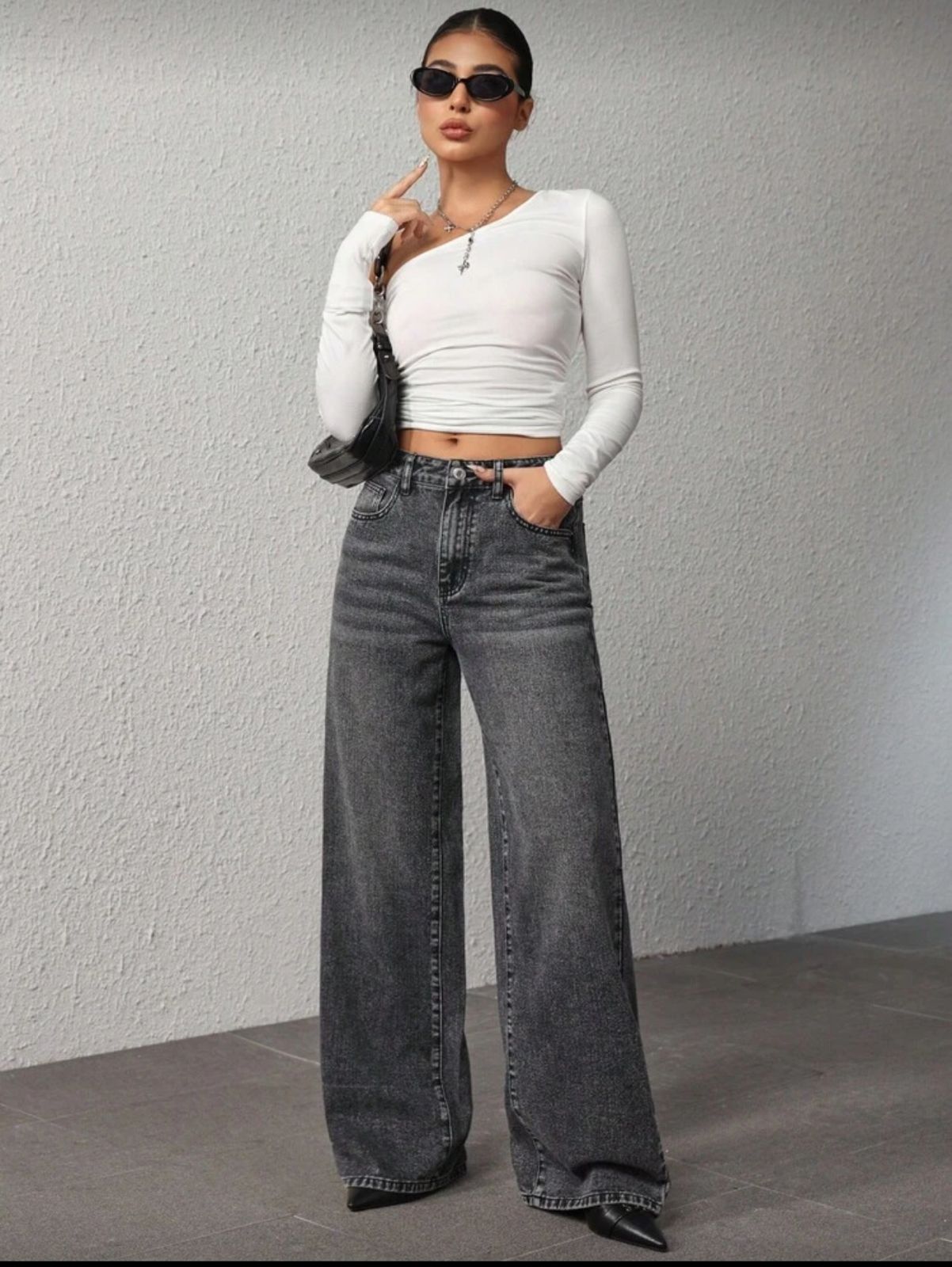 Jean gris bota ancha