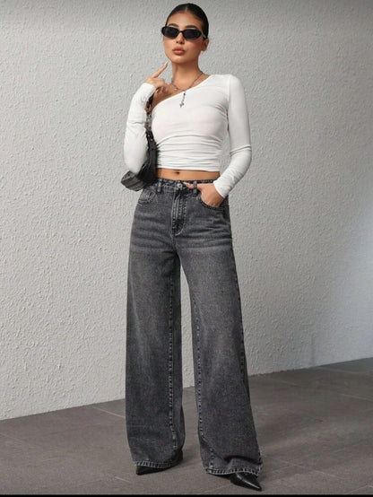 Jean gris bota ancha