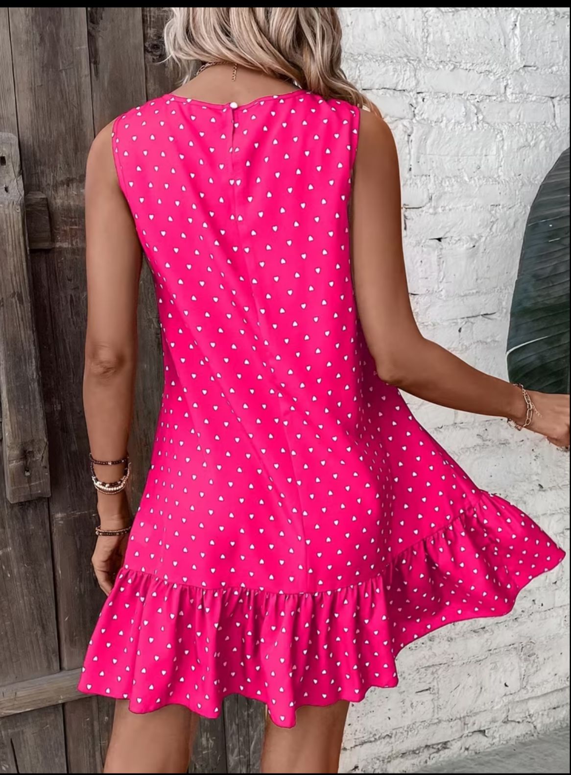Vestido Sin Mangas con Estampado de Corazones